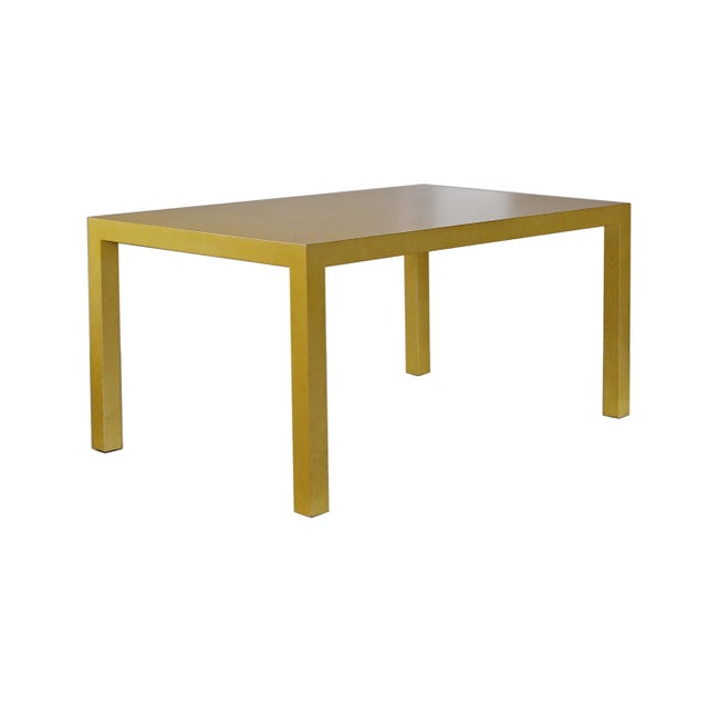 Light Yellow Custom Made Parsons Dining Table For Sale - Image 8 of 9