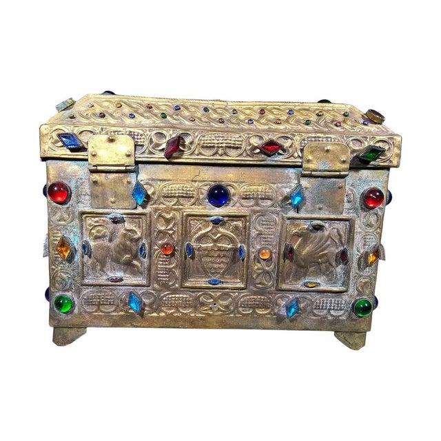 Metal Antique Medieval Style Chest, 1900s For Sale - Image 7 of 18