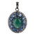 Modern-Style Emerald and Kyanitre Oval Statement Pendant for Women For Sale