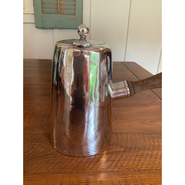 Antique Victorian Sheffield Silver Plate Chocolate Pot / Tea Pot With Wooden Handle for Cottagecore, English Country, Traditional Decor or Serving For Sale - Image 4 of 12