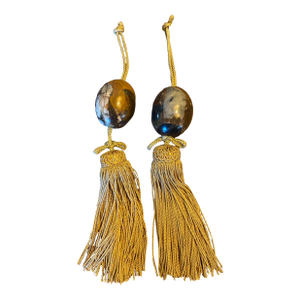 1960s Japanese Marble Scroll Weights With Silk Tassels