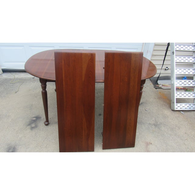 Traditional 1980s Ethan Allen Cherry Kitchen Dining Room Table For Sale - Image 3 of 6