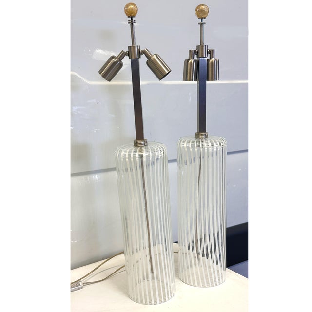 Set of Two Milky-White “Canne Di Filigrana” Filigree Rods Murano Glass For Sale - Image 6 of 6