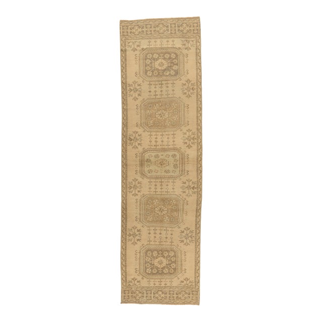 Vintage Circa 1940 Turkish Oushak Runner 3ft 3in X 11ft 3in For Sale