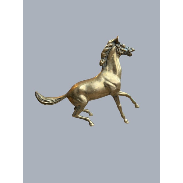 Brass 1960s Brass Sculpture Native American Chief Running Horse Figurine For Sale - Image 8 of 17
