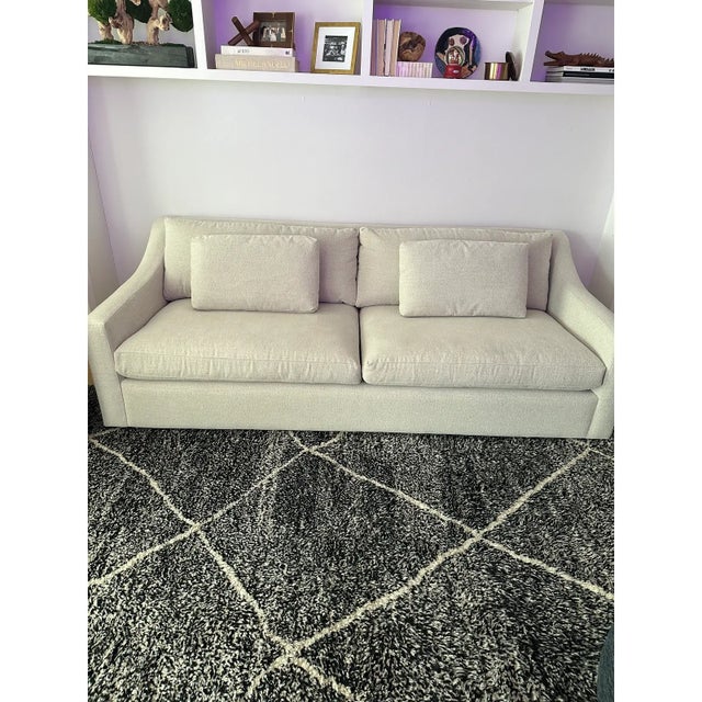 Arhaus Contemporary Attributed to Arhaus Ashby Antique White Fabric Sofa – 1 Piece For Sale - Image 4 of 4