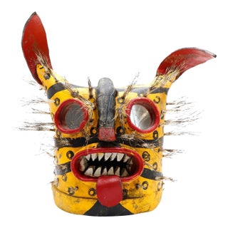 Vintage Ceremonial Jaguar (Tigre) Mask, Zitlala, Guerrero, Mexico For Sale