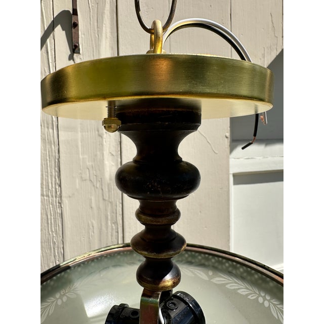 Vintage Flush Mount Fixture With Vintage Glass Shade For Sale - Image 4 of 9