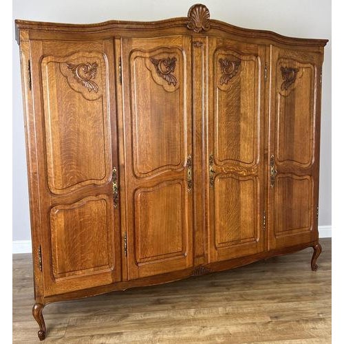 Vintage French Louis XVI Style Wardrobe in Oak For Sale - Image 11 of 11