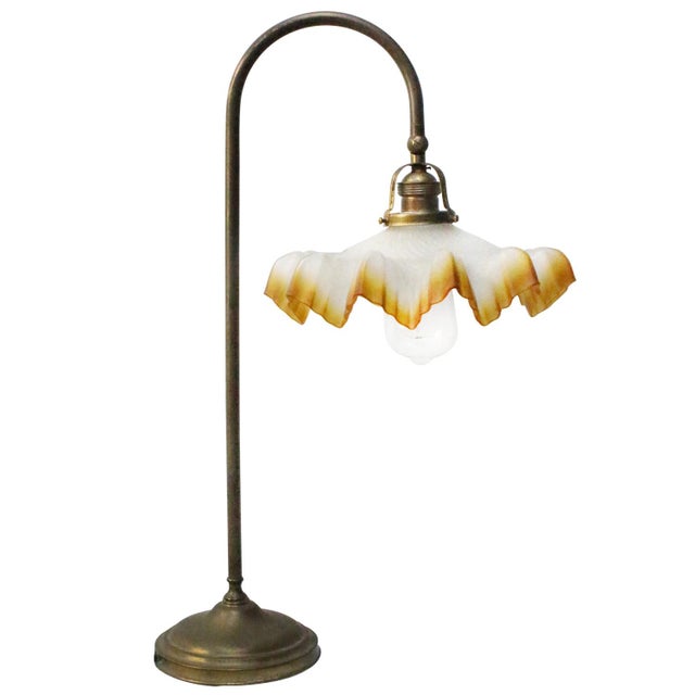 Art Nouveau French Brass and Glass Table Light For Sale - Image 11 of 11