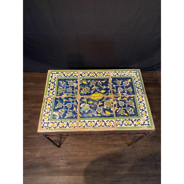 18th Century Tile Top Side or Coffee Table With Later Wrought Iron Base For Sale - Image 4 of 7