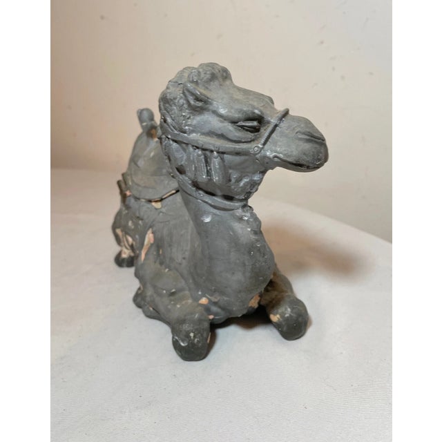 Figurative Antique Figural Realistic Laying Camel Metal Writing Inkwell Jar Statue Bakelite For Sale - Image 3 of 12