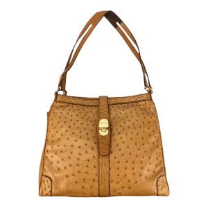 Vintage Mark Cross Tan Ostrich Handbag c1960s