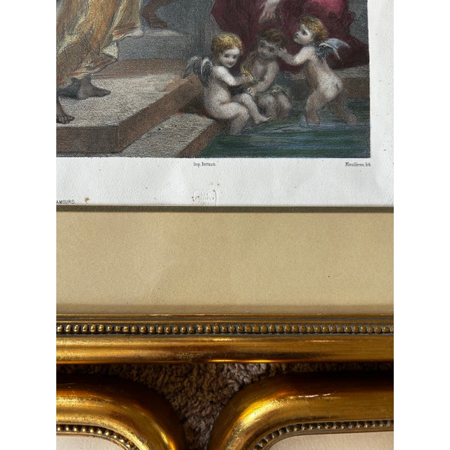 1920s Set of Three Antique Classic Italian Lithographs Reproduction in Gilt Wood Frames For Sale - Image 5 of 9