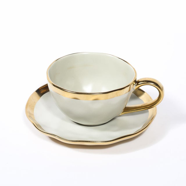 Modernist Porcelain W/Gilt Accents Tea/Coffee Service for 8 by Tania Bulhões For Sale - Image 14 of 18