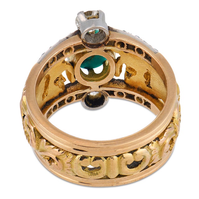 1910s Art Nouveau Turquoise Diamond 18k Yellow Gold Dragon Band, Size 7.5 For Sale In Los Angeles - Image 6 of 6