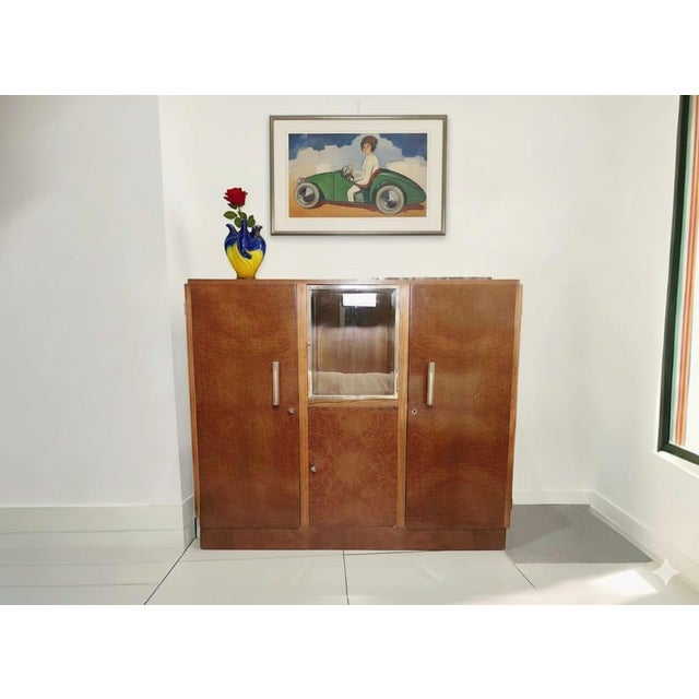 Burl Walnut Side Unit / Storage / Cocktail Bar. Emperor marble on top. Beautiful design and exceptional quality. Bespoke...