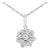.925 Sterling Silver 1/4 cttw Diamond Floral Cluster Pendant Necklace For Sale