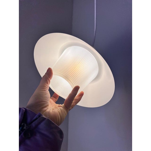 Danish Hanging Lamp in Purple and White For Sale - Image 9 of 11