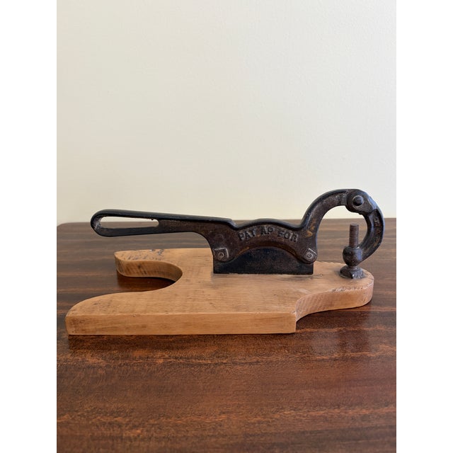 Brown Antique French Country Wooden & Iron Herb Cutter or Cheese Board, Early 20th Century For Sale - Image 8 of 10