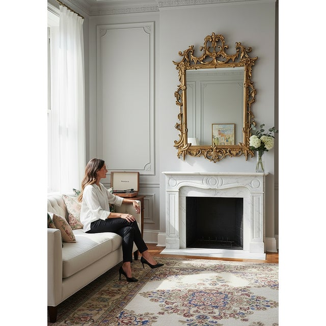 Large Vintage Giltwood Rococo Revival Wall Mirror, 54” For Sale In New York - Image 6 of 6