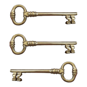 Vintage Hollywood Regency Brass Skeleton Key Drawer Pulls - Set of 3