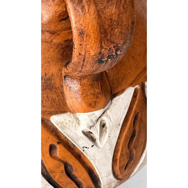 Brown Hand-Painted French Ceramic Jug For Sale - Image 8 of 11