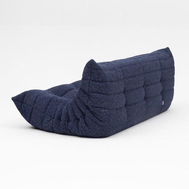 Togo Three-Seater Sofa in Dark Blue Boucle by Michel Ducaroy for Ligne Roset For Sale - Image 15 of 18
