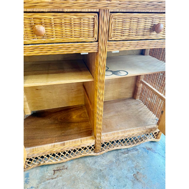 Camel Wicker Sideboard W/ Drawers For Sale - Image 8 of 9
