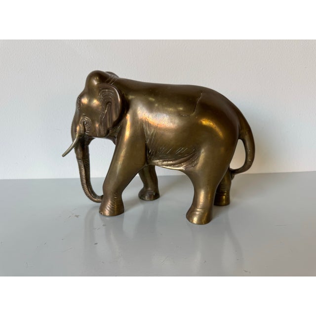 Mid-Century Modern Vintage Solid Brass Elephant Sculpture/ Sold For Sale - Image 3 of 9