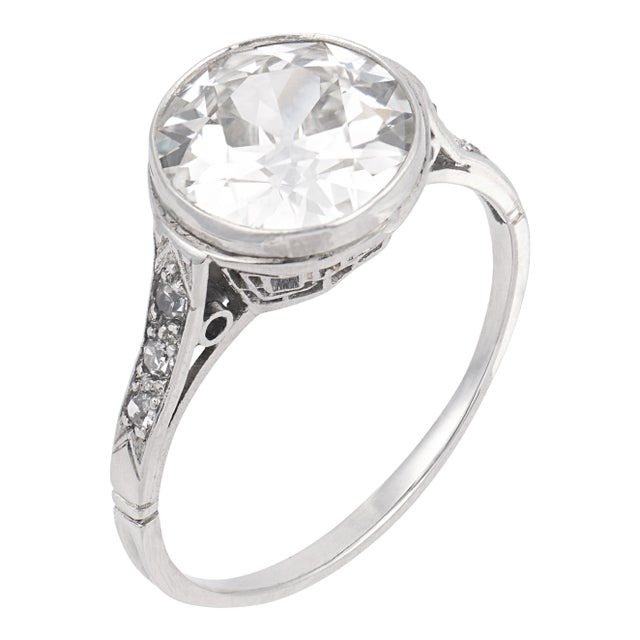 1920s Art Deco Gia 2.21 Carat Old European Cut Diamond Engagement Ring, Size 5.5 For Sale