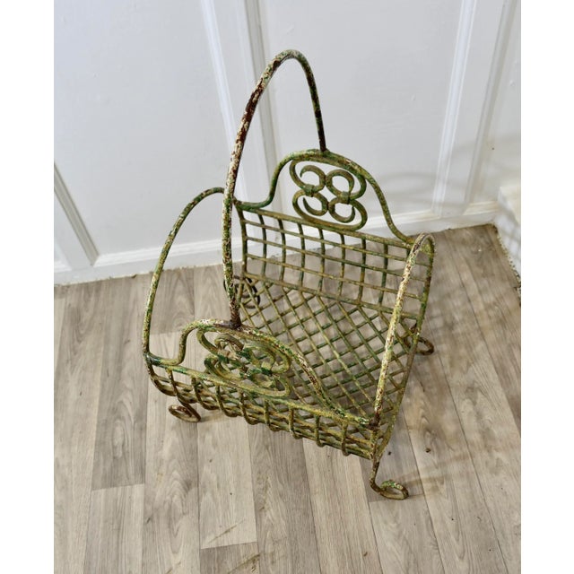 19th Century French Wirework Log Carrier Basket For Sale - Image 5 of 9