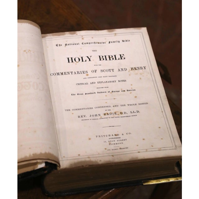 19th Century English Leather-Bound Illustrated Family Bible With Brass Mounts For Sale - Image 11 of 12