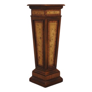 Theodore Alexander Neoclassical Burl Wood Tapered Pedestal Stand For Sale