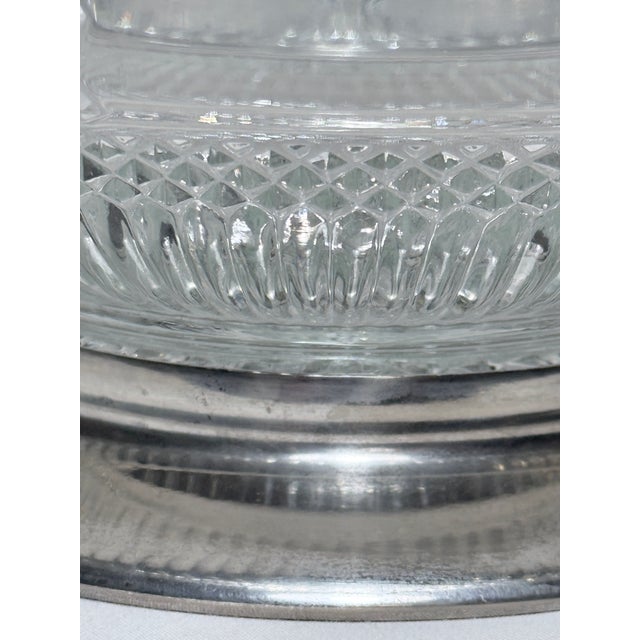 1950s Vintage English Lead Crystal Bowl With Removable Silver Plate Base For Sale - Image 5 of 9