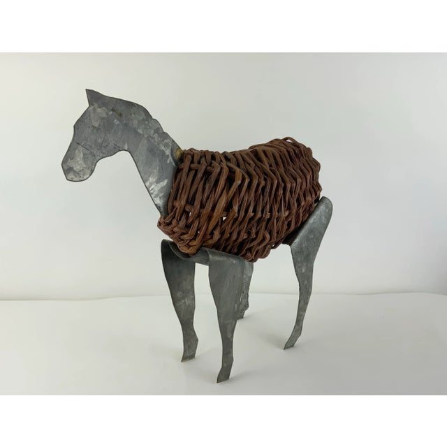 Vintage Metal & Wicker Horse For Sale In Los Angeles - Image 6 of 12