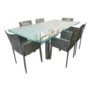 Studio Kronos for Cattelan Italia Daytona Extension Table + Piuma Leather Chairs, Set For Sale