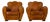 1930s French Art Deco Scalloped Back Cognac Leather Club Chairs, Pair For Sale