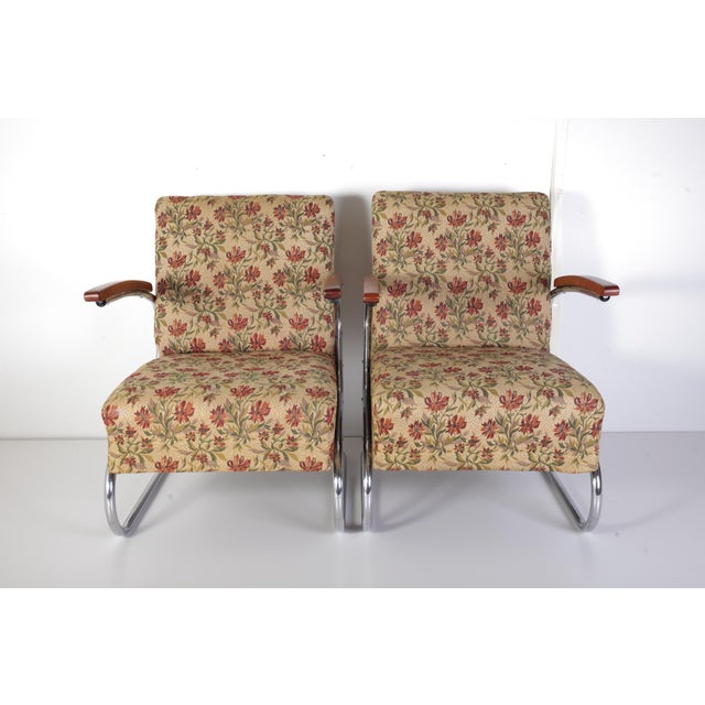 Bauhaus S 411 Tubular Chrome Armchairs from Kovona, Czechoslovakia, 1940s, Set of 2 For Sale - Image 4 of 16