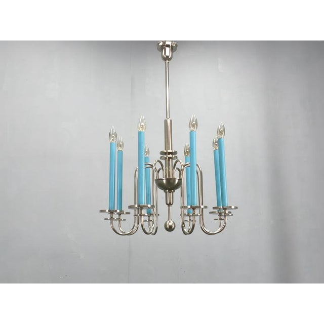 Art Deco Chandelier with Matching Sconces, Czechoslovakia, 1930s, Set of 3 For Sale - Image 9 of 18