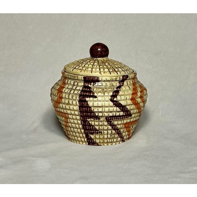 Rustic Vintage Mid-Century Ceramic Lidded Jar Native American Southwestern Inspired For Sale - Image 3 of 12