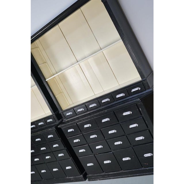 Large Black Painted Apothecary Cabinets, Eastern Europe, 1910s, Set of 2 For Sale - Image 12 of 18