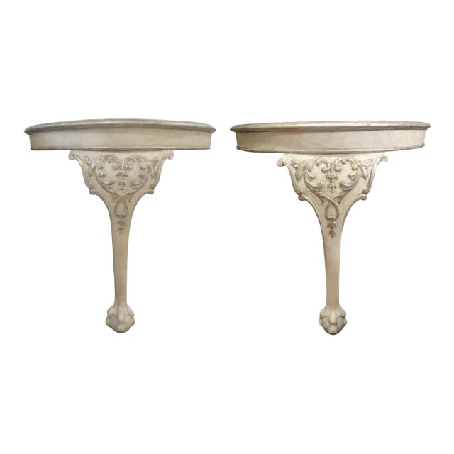 Pair of Venetian Painted and Parcel Gilt Console Tables For Sale