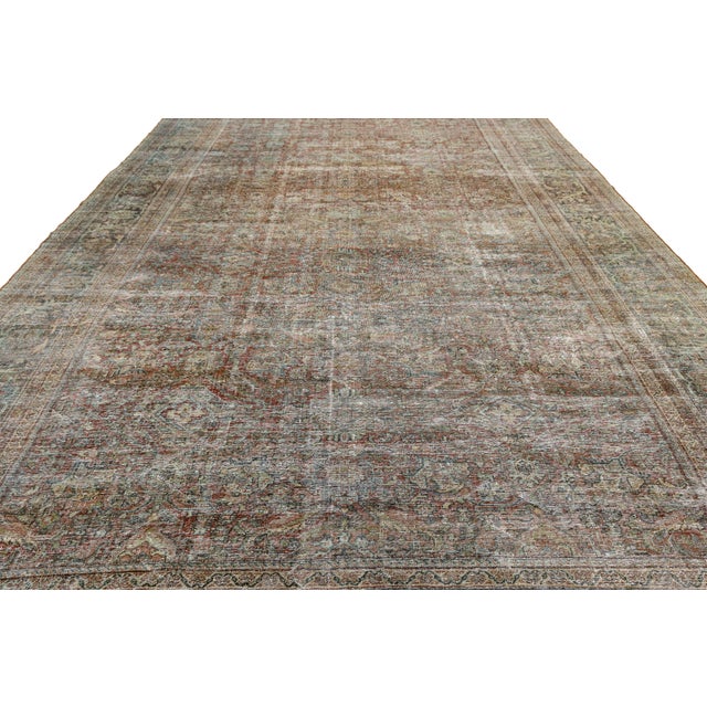 Late 19th Century Antique Mahal Wool Rug With Muted Terracotta & Sage Palette For Sale - Image 5 of 11