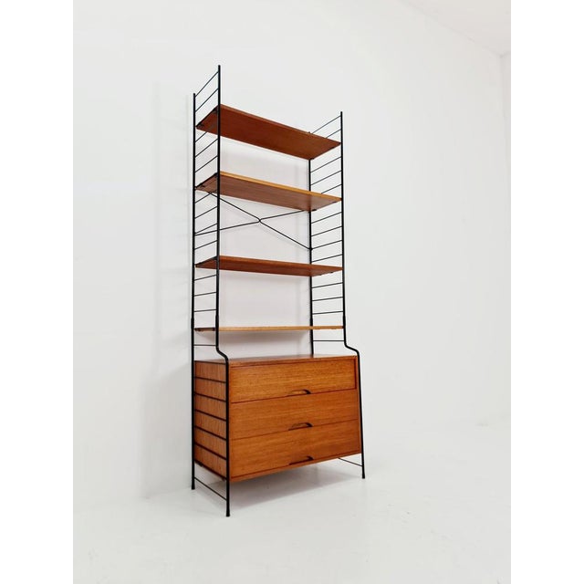Free-Standing String Shelf-System with Cabinet in Teak from WHB Germany, 1950s For Sale - Image 4 of 11