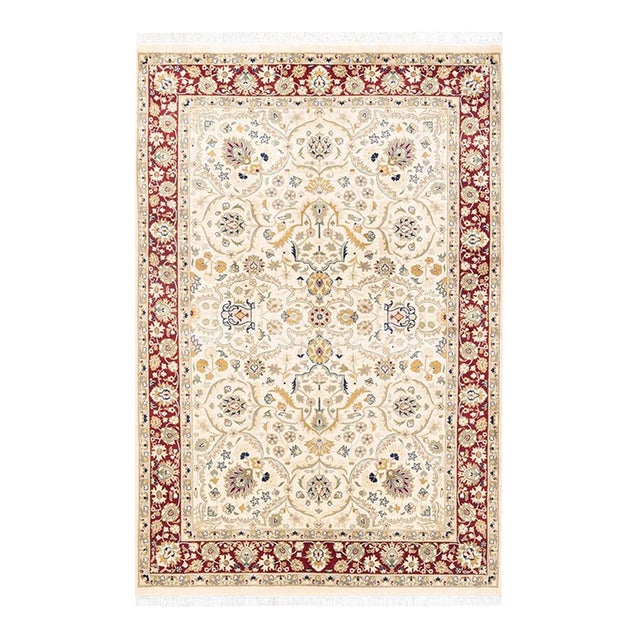 Mogul, One-of-a-Kind Hand-Knotted Area Rug in Ivory, 4' 2" x 6' 3" For Sale