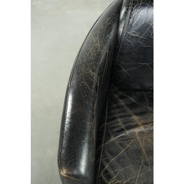 Animal Skin Vintage Black Cowhide Aviator Lounge Chair For Sale - Image 7 of 13