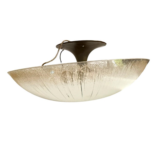 1950s 1950s Lightolier Mid-Century Modern Double Glass Flying Saucer Flush Mount Ceiling Light For Sale - Image 5 of 9