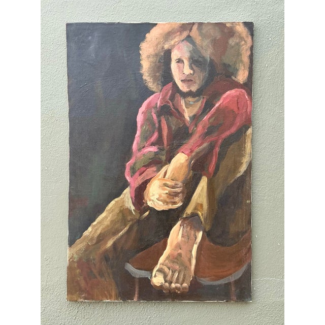 Vintage Monumental Original Portrait on Canvas For Sale - Image 11 of 12