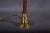 Burgundy 1970s Brass and Wood Table Lamps With Pleated Floral Shades - a Pair For Sale - Image 8 of 9